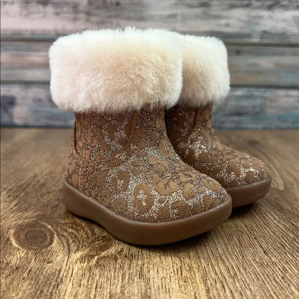 Ugg Baby Jorie II Glitter Leopard Booties Size 0/1